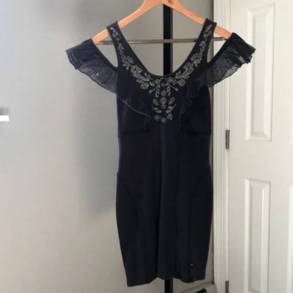 Free People V Neckline Beads Embellishments Mini Dress NWT - Picture 2 of 8